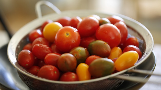 Cherry Tomatoes in a Strainer