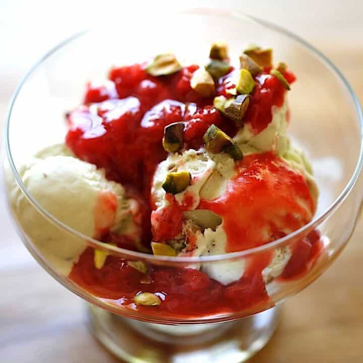 Strawberry Sauce on Ice Cream