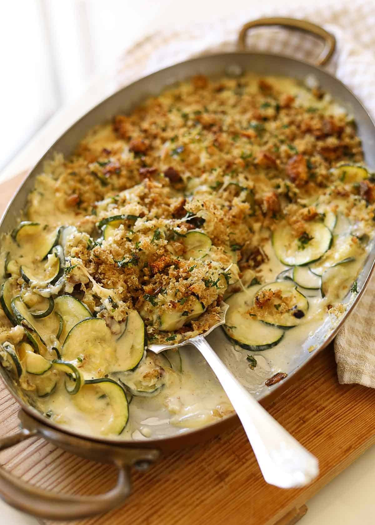 cheesy Zucchini Gratin with Homemade breadcrumbs
