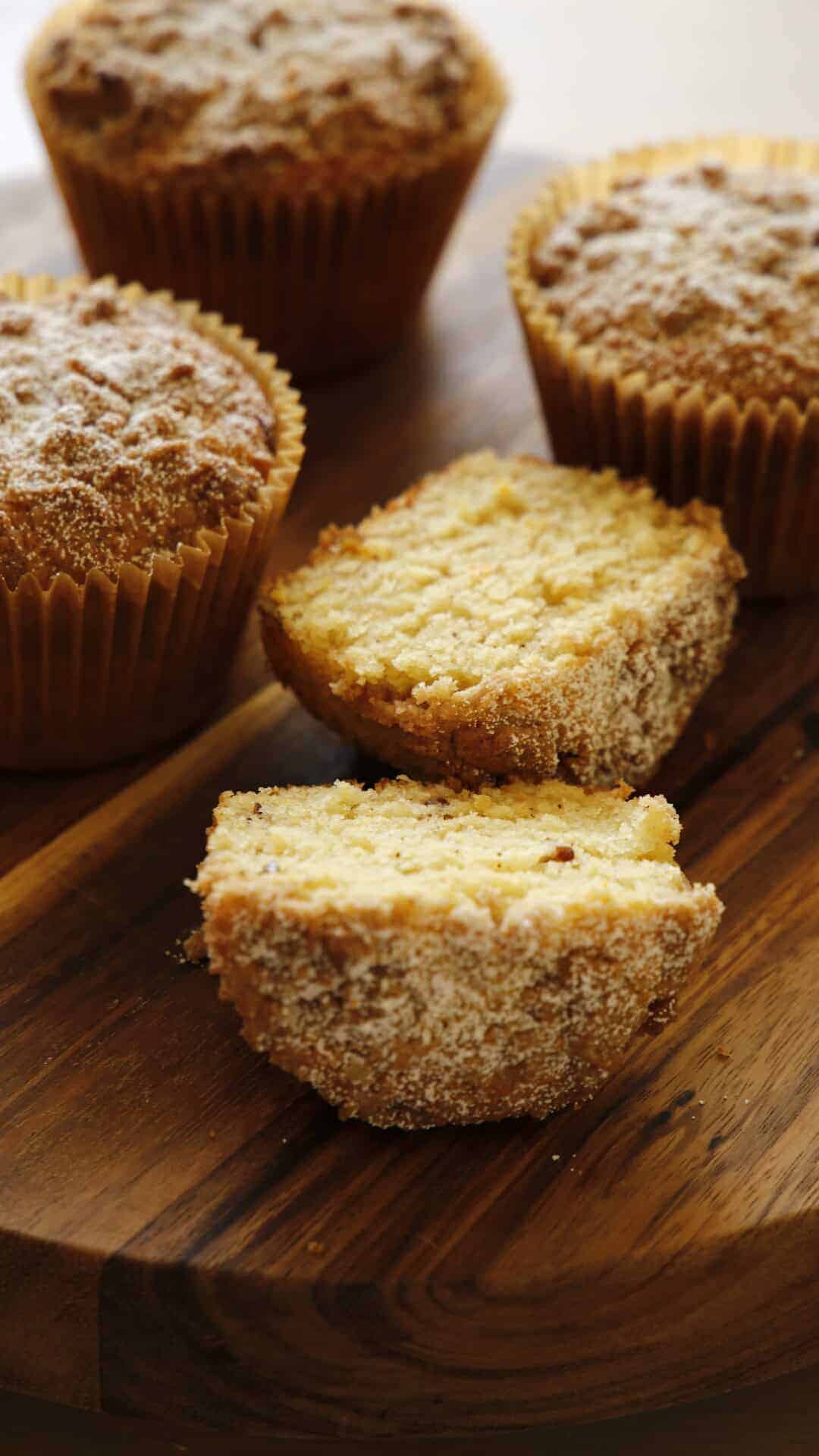 Tight Shot of Crumb Muffin Open Showing Texture