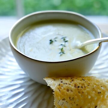 Cream of Celery Soup Recipe in white bowl