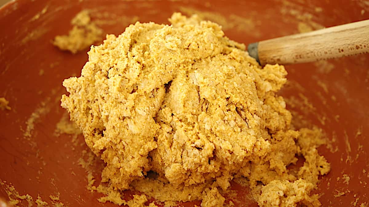 a mass of scone dough in a bowl