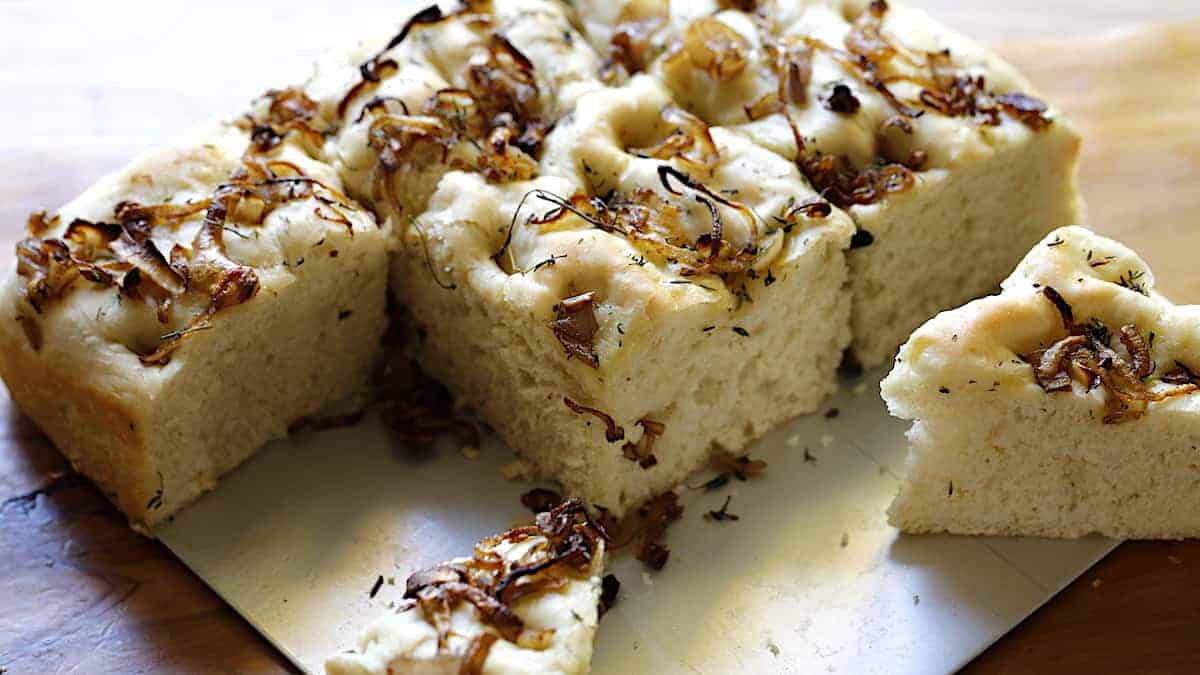 Focaccia Bread With Caramelized Shallots And Thyme Entertaining With Beth