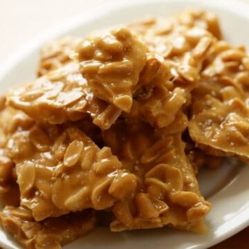 Peanut Brittle Shards on a plate