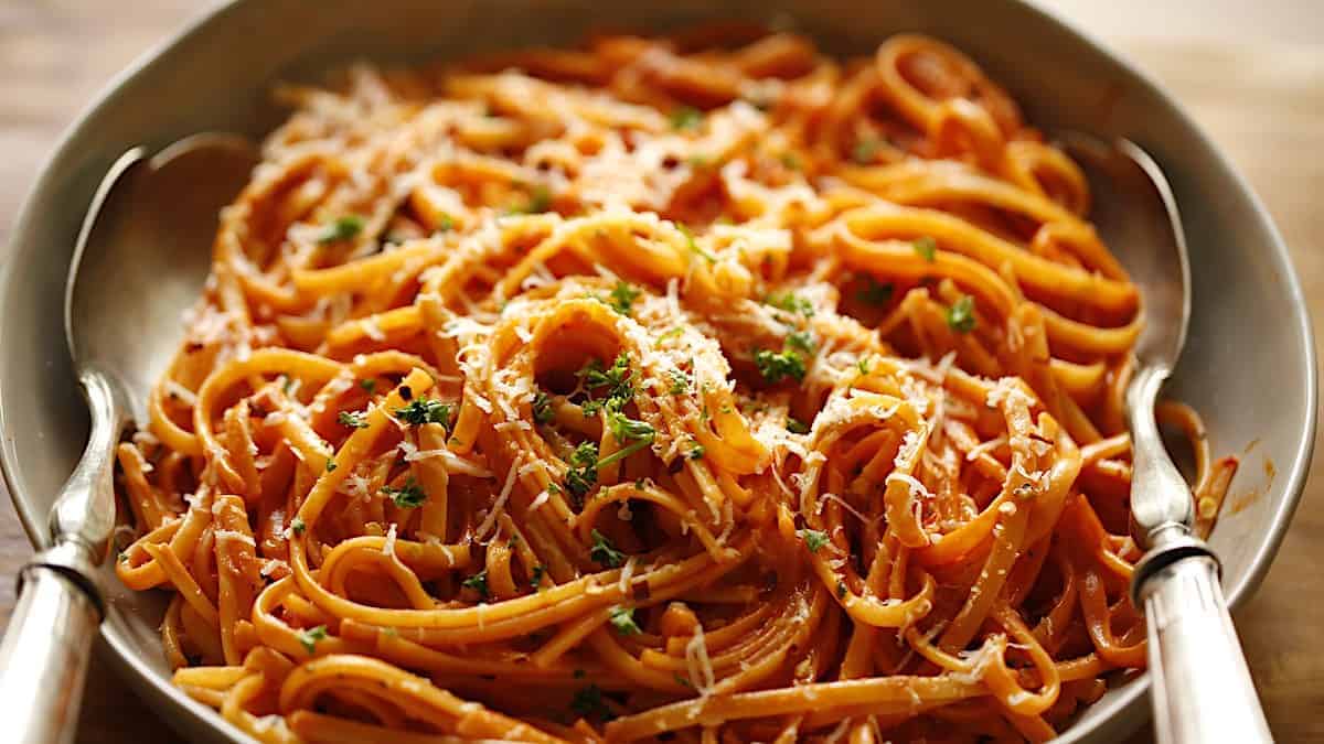 Tomato Cream Sauce with Linguine - Entertaining with Beth