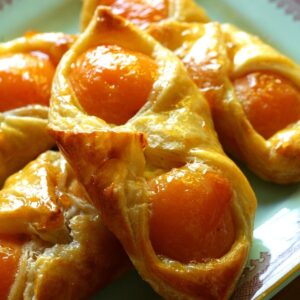 Apricot Pastries on a blue platter