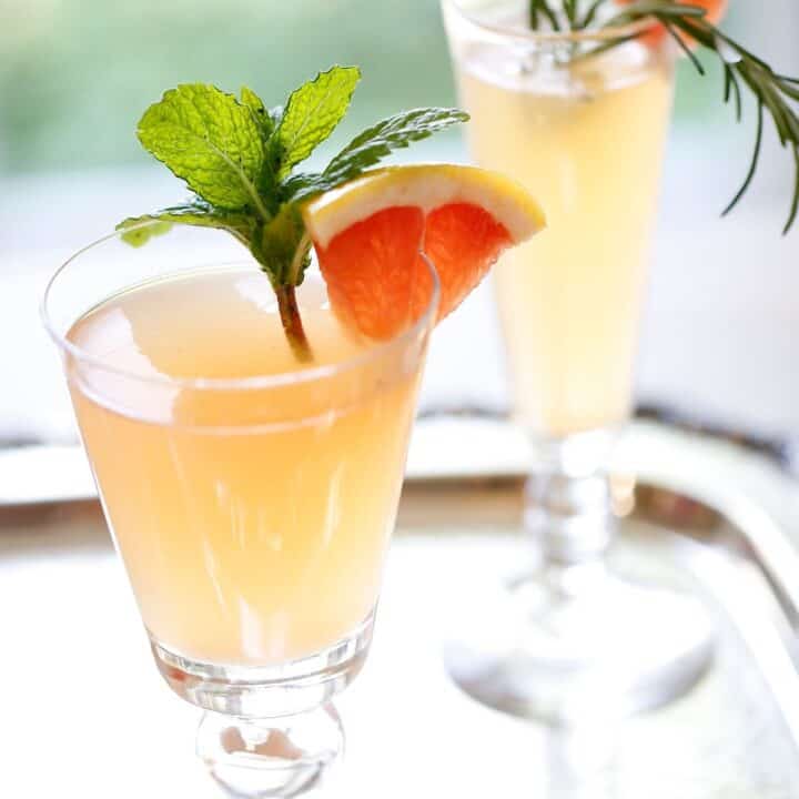 Rose Pamplemousse Cocktails on a tray