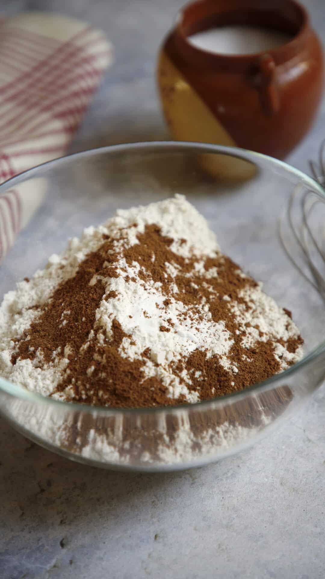 Dry Ingredients mixed in a clear bowl