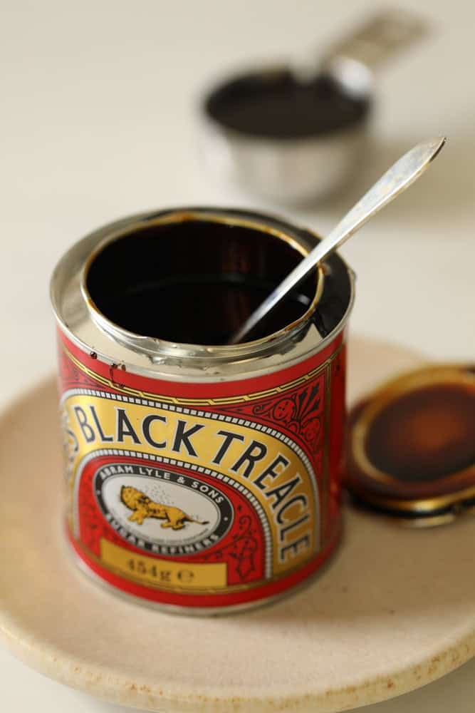 a can of treacle, a substitute for molasses, outside the United States.