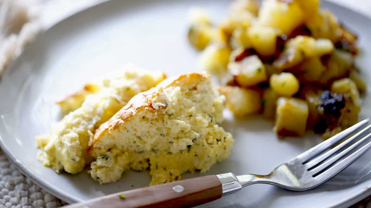 Egg Bake Souffle with Home fries