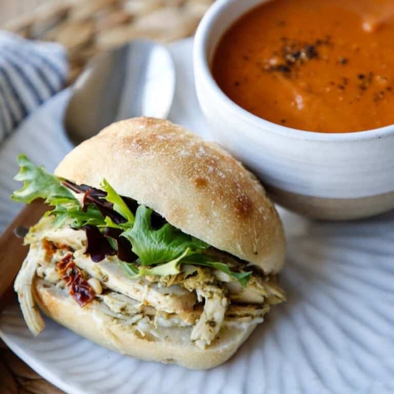 Chicken Pesto Sandwich with Easy Tomato Soup