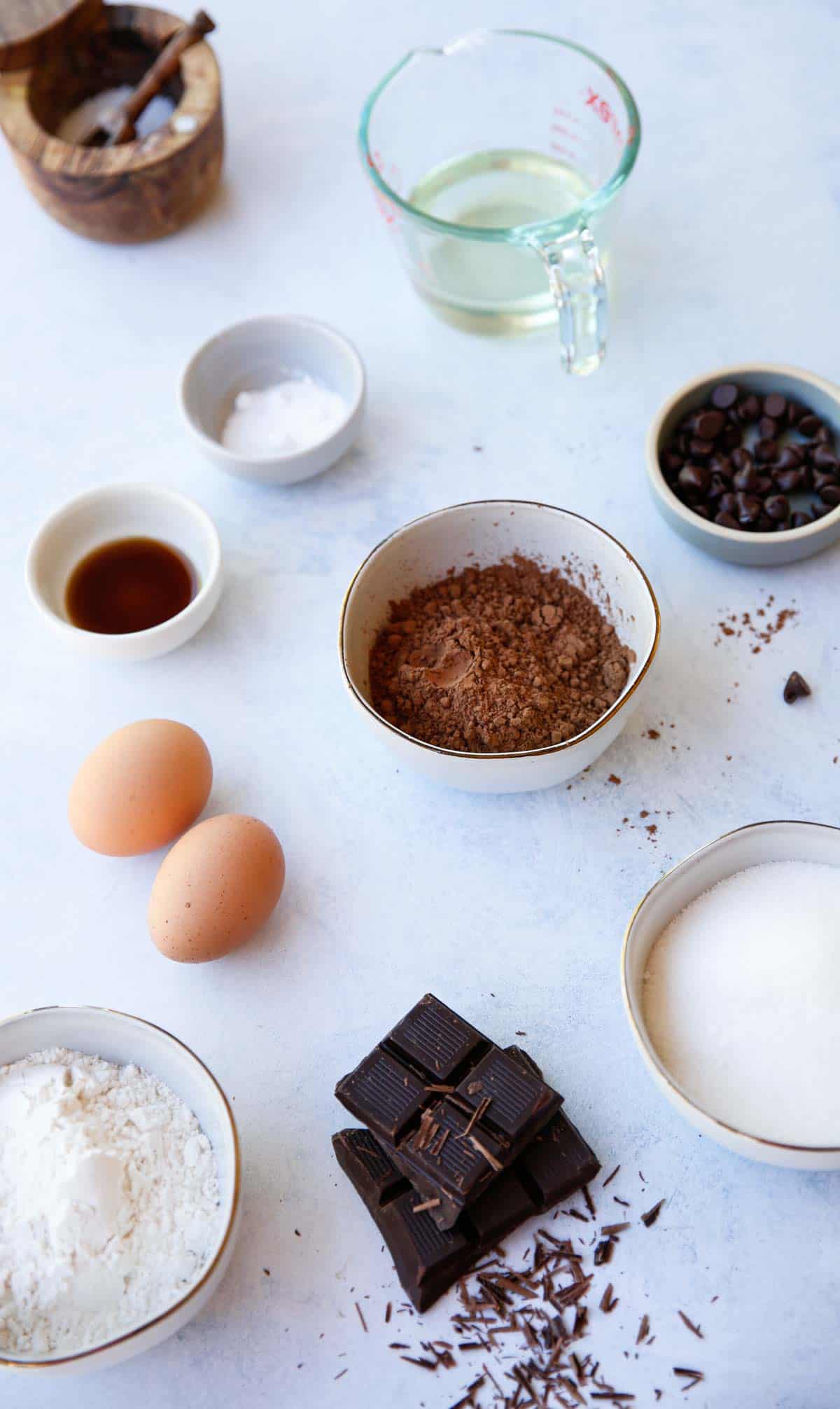 Ingredients laid out on a counter top for cupcakes