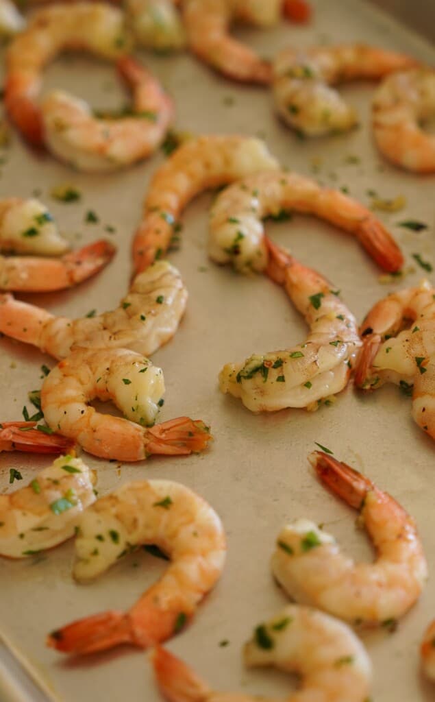 Shrimp roasted on sheet pan