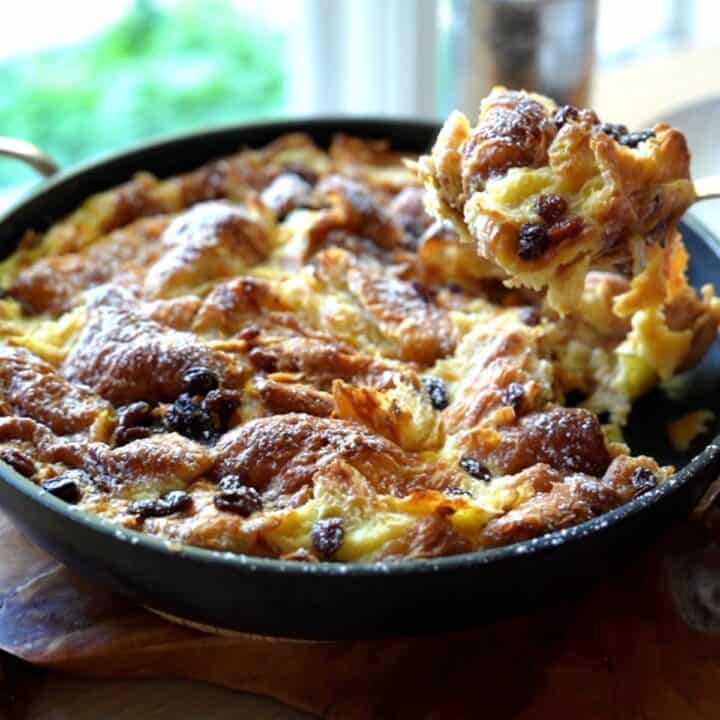 Croissant Bread Pudding in a Skillet
