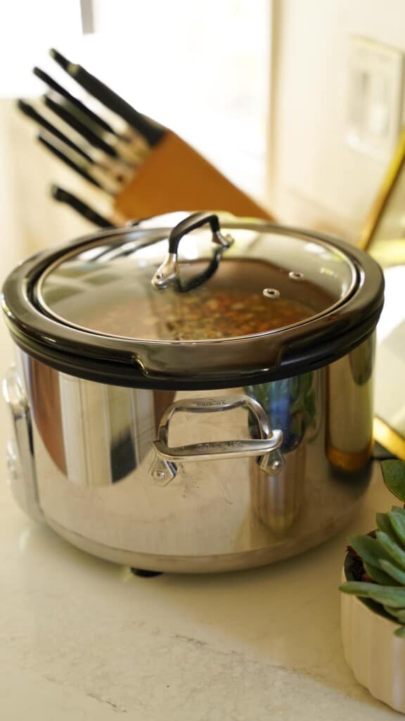 a slow cooker on a kitchen counter top