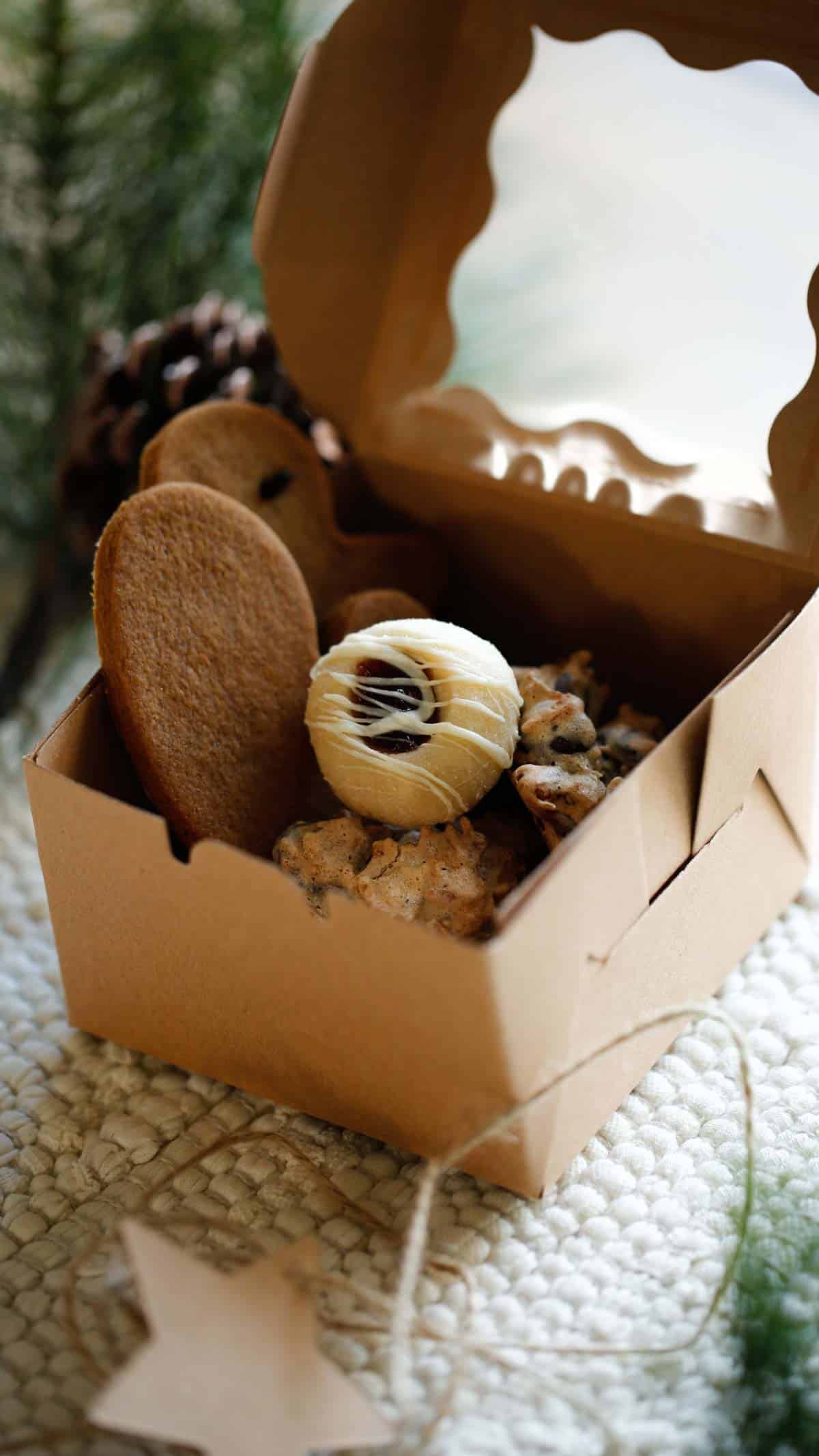 Cookies in a box packaged for gifting