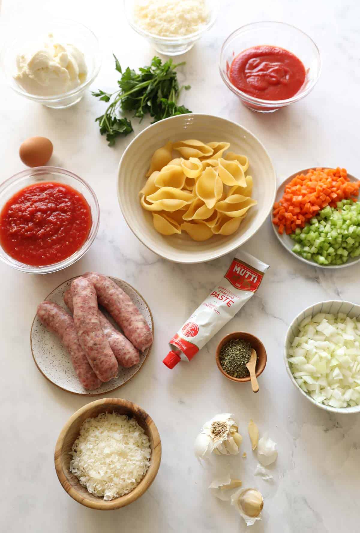 Ingredients on a counter laid out