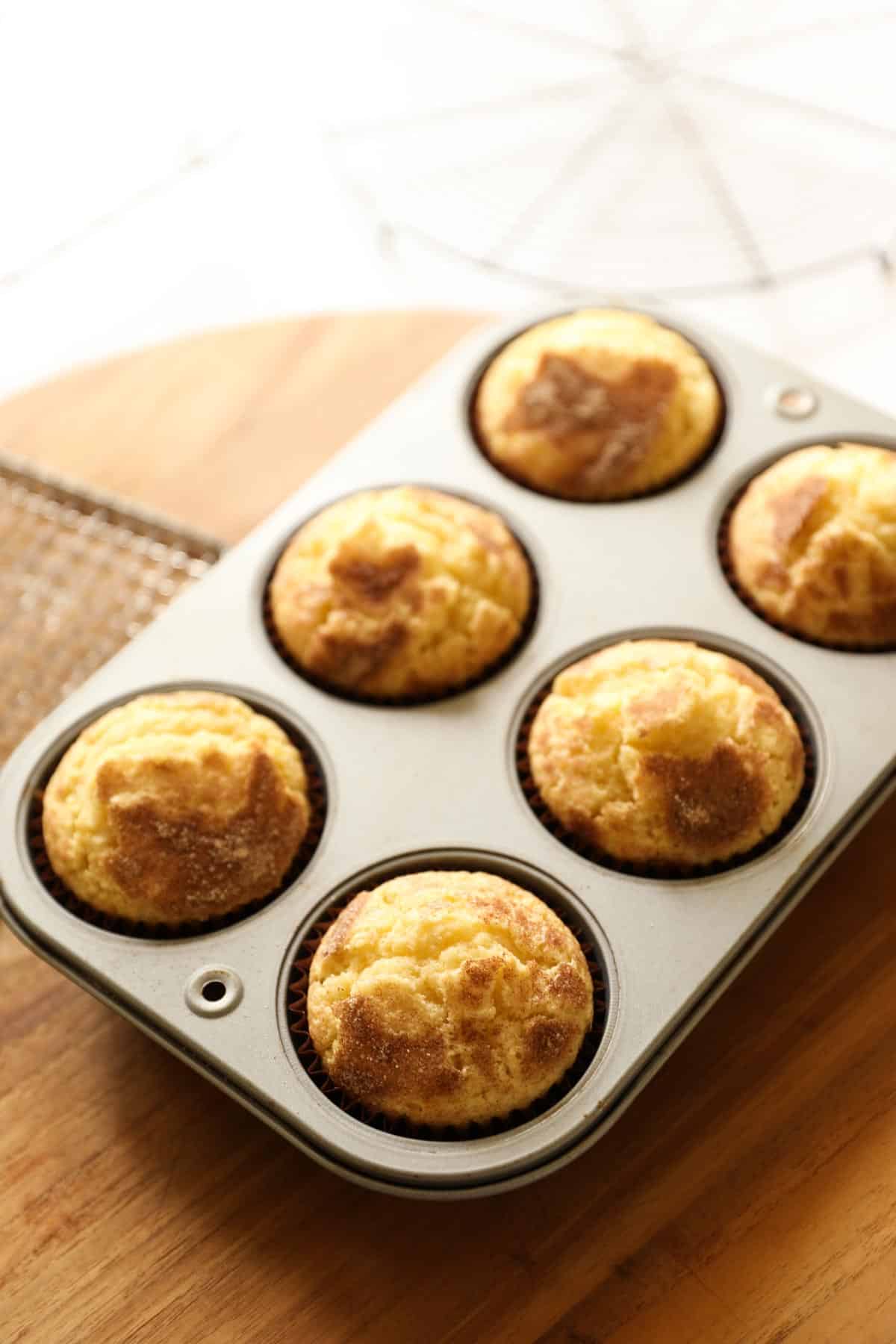 freshly baked snickerdoodle muffins