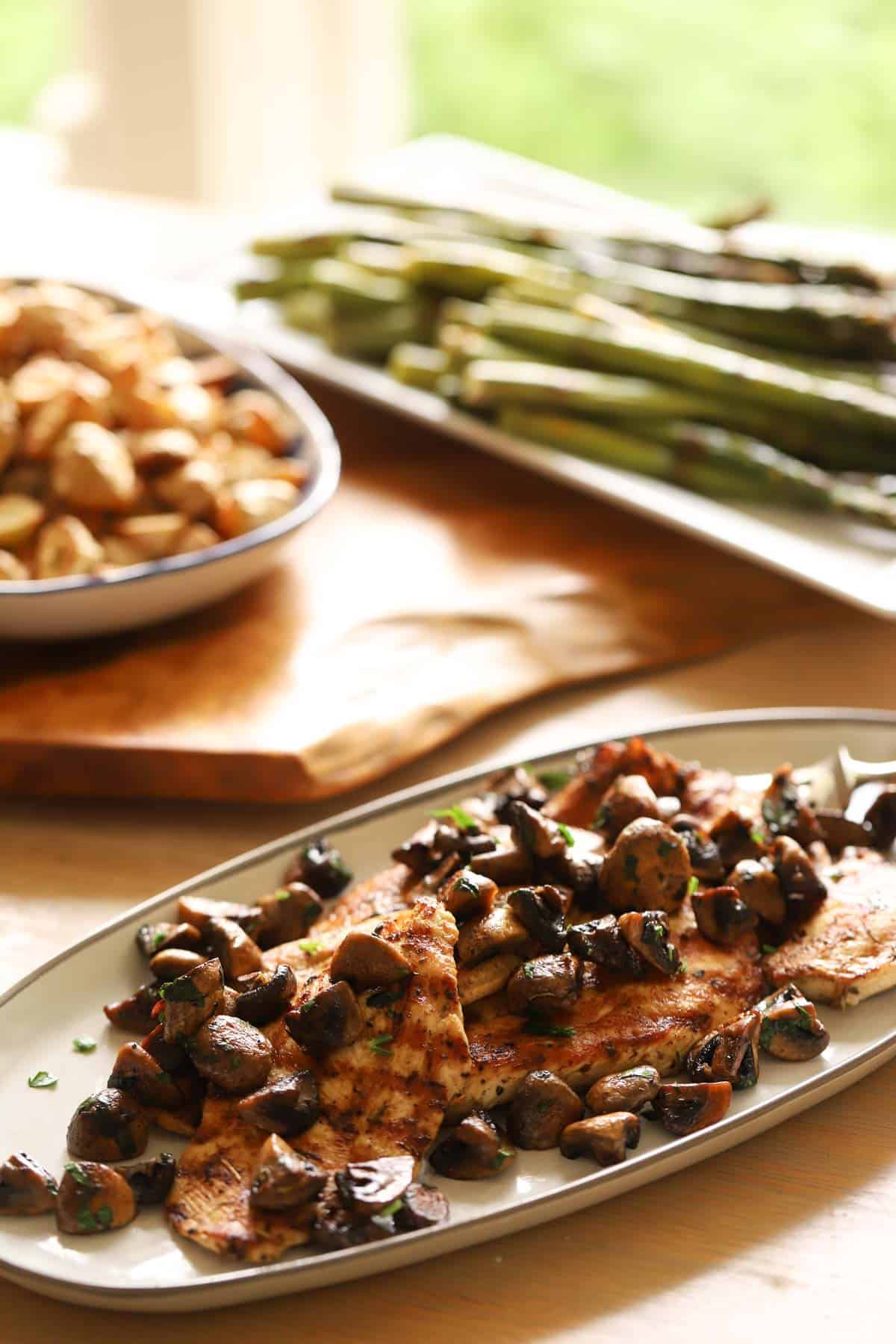 Serve this grilled chicken with roasted potatoes and asparagus to round out the meal