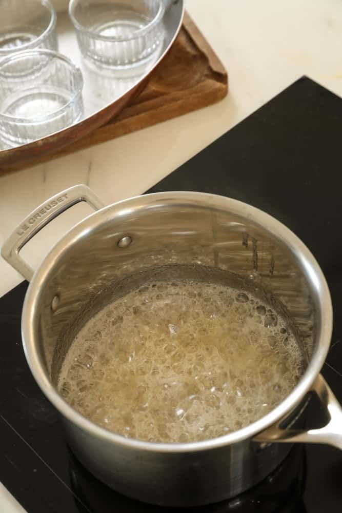 Sugar water boiling in a pot