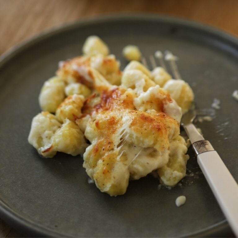 Oven baked gnocchi on a plate