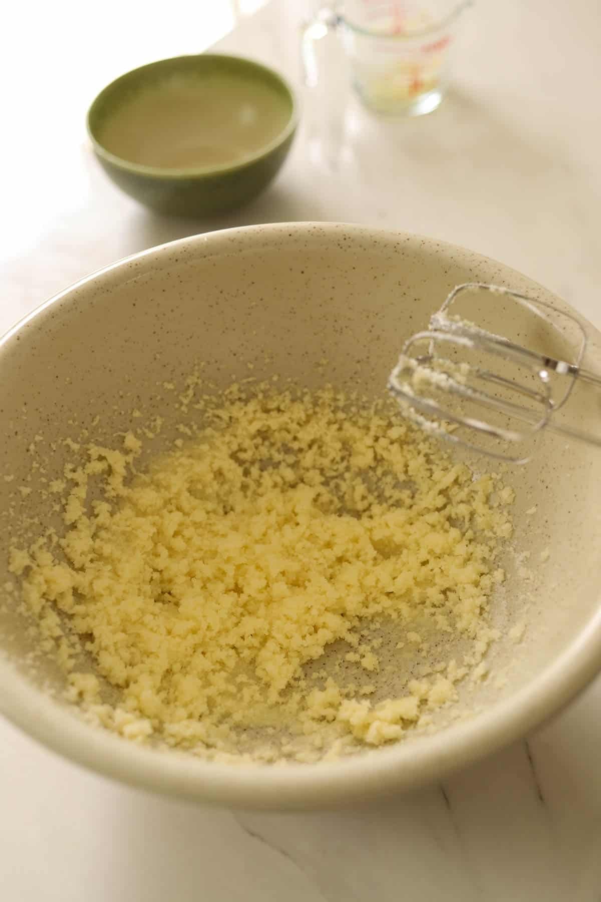 Butter and sugar beaten until fluffy.